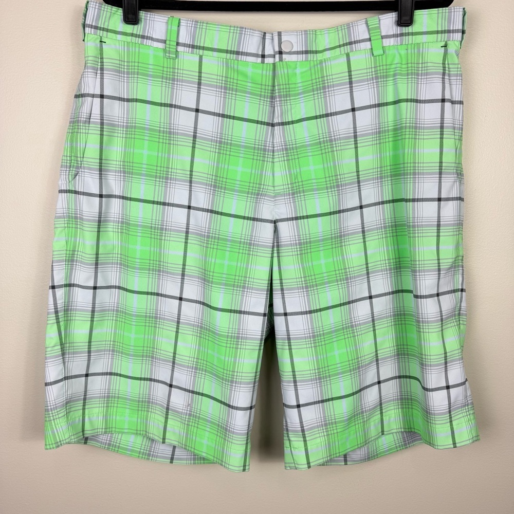 Nike Golf Shorts Mens 38 Tour Performance Dri-Fit Green Gray 11.5 Inseam Preppy
